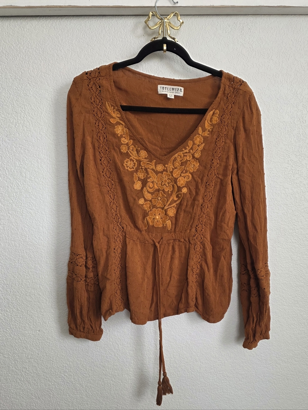 Idyllwind By Miranda Lambert Boho Western Embroidered Top Sz L